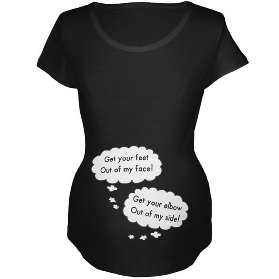 Speech Bubble Arguing Twins Black Maternity Soft T-Shirt - Large