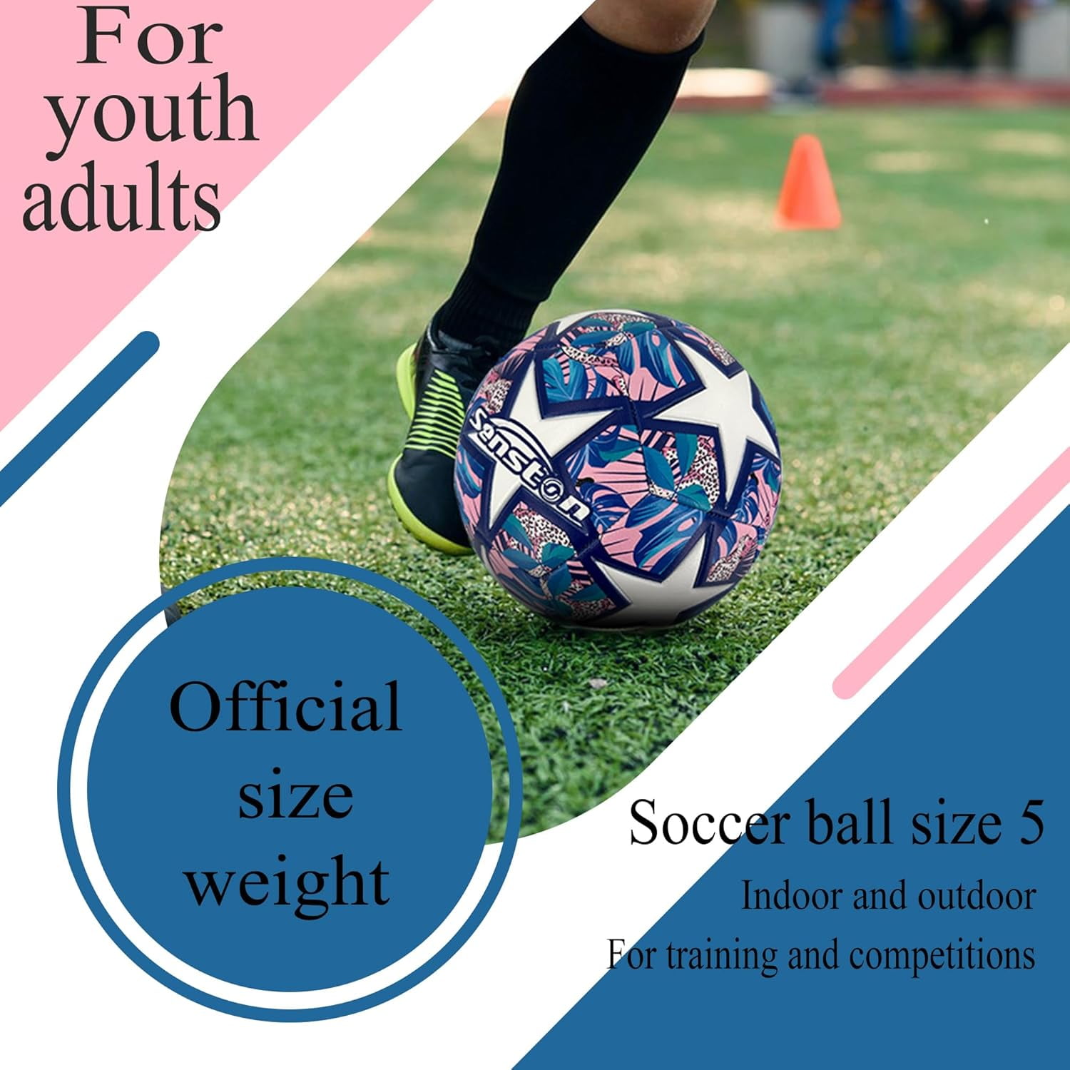 Senston Soccer Ball Size 5 with Pump Needle for Game Trainning Practice or Gift