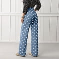 thumbnail image 4 of Bexdxz Women's Casual Wide Leg Jeans with Large Polka Dot Print Blue L, 4 of 6