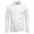 thumbnail image 4 of NAFUU Mens Dress Shirts Fashion Asymmetric Placket Shirt Unique Men's Slim Fit Long Sleeve Gothic Button Up Shirts Party Tops Regular Fit Tops, 4 of 9