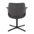 thumbnail image 4 of Vintage Flair Mid-Century Modern Swivel Accent Chair with X-pedestal Base in Black Metal and Charcoal Fabric by LumiSource, 4 of 4
