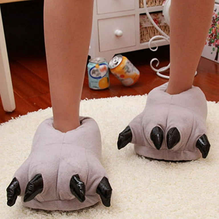 YESBOR Unisex Bear Claw Slippers – Plush Fuzzy Animal House Slippers With Non-Slip Soles For Halloween, Christmas, Gifts