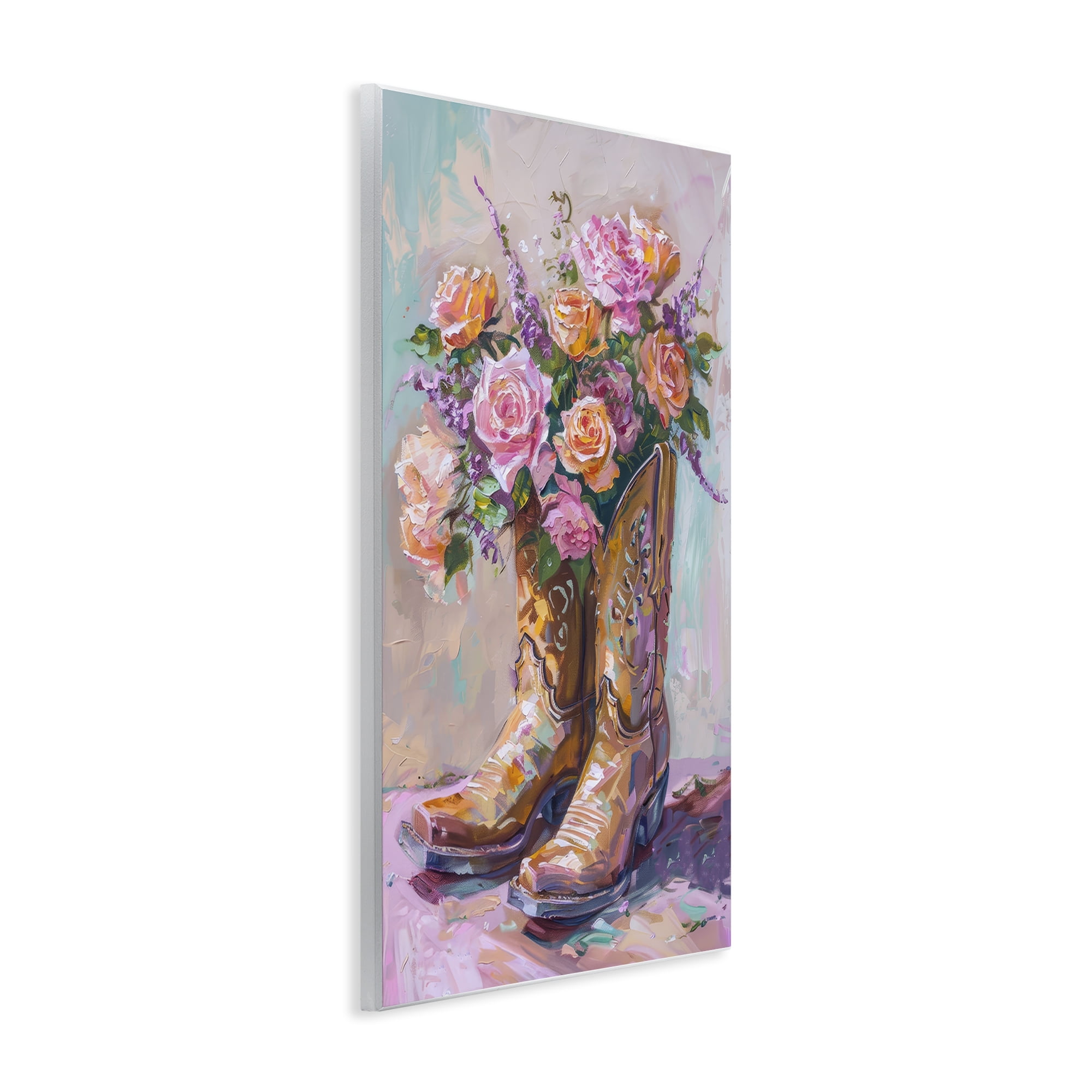 Stupell Industries Floral Boots Bouquet Plants & Flowers Painting Unframed Art Print Wall Art, 13 x 19