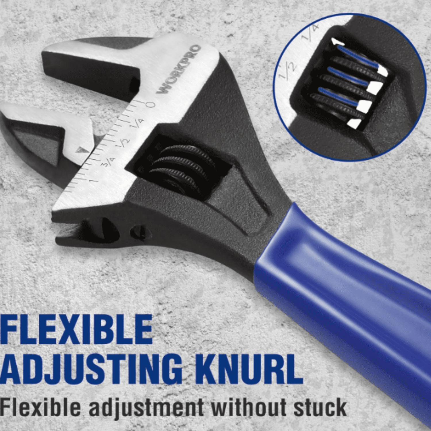 5-piece Adjustable Wrench Set, 4-Inch & 6-Inch & 8-Inch & 10-Inch & 12-Inch Wrenches, Wide Jaw Black Oxide Wrench, Metric & SAE Scales, Cr-V Steel, for Home, Garage, Workshop