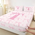 thumbnail image 3 of jejeloiu Personalized Letter T Bed Sheets,Monogrammed Theme King Sheets,Ribbon Bow Knot Sheet Set,Ultra Soft Bedroom Decor,4pcs, 3 of 6