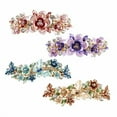 thumbnail image 2 of 4 Pack Fancy Delicate Floral Butterfly Leaf Jeweled Gems Rhinestone Glitter Sparkly Metal Hair Clips Snap Barrettes Grip Hairpins Clamp Thick Hair Ponytail Holder Bun Accessories for Women, 2 of 4