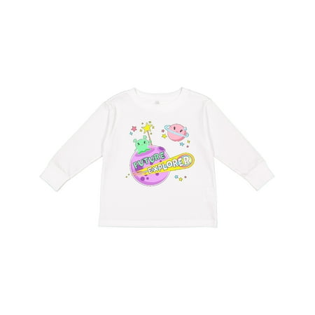 

Inktastic Future Explorer Green Alien in Outer Space Gift Toddler Boy or Toddler Girl Long Sleeve T-Shirt
