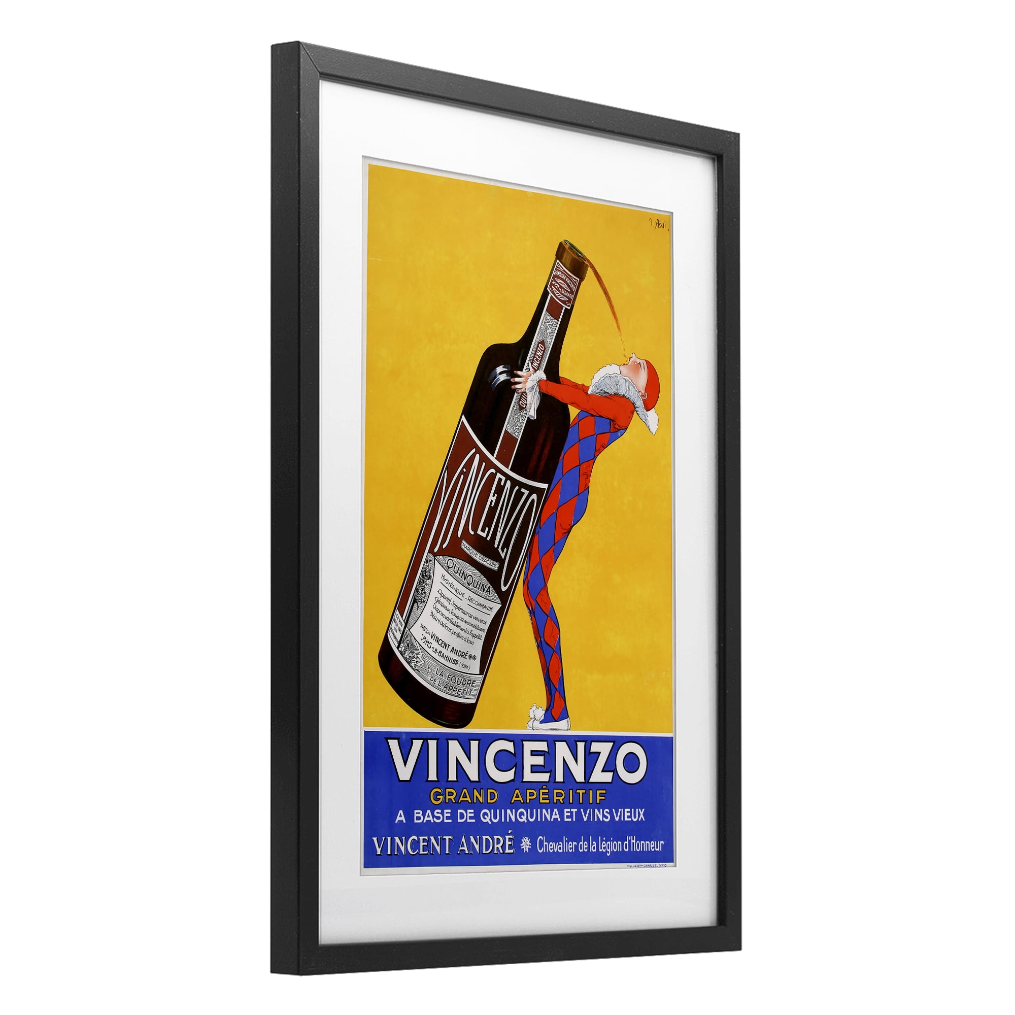 Stupell Industries Vincenzo Vintage Wine Black Framed Print Under Glass, design by Vintage Posters