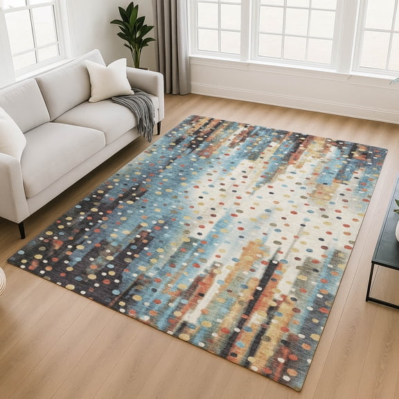 Addison Rugs Mayfield Premium Machine Washable Transitional Geometric Teal Rectangle Rug, 10' x 14'