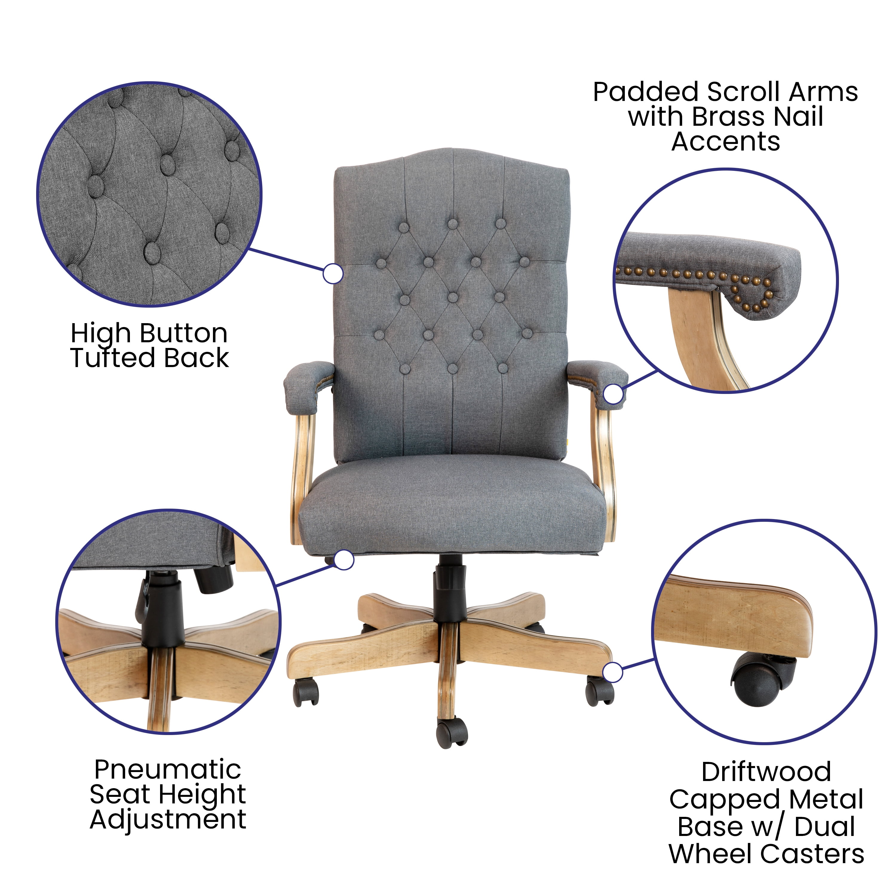 Flash Furniture Gray Fabric Classic Executive Swivel Office Chair