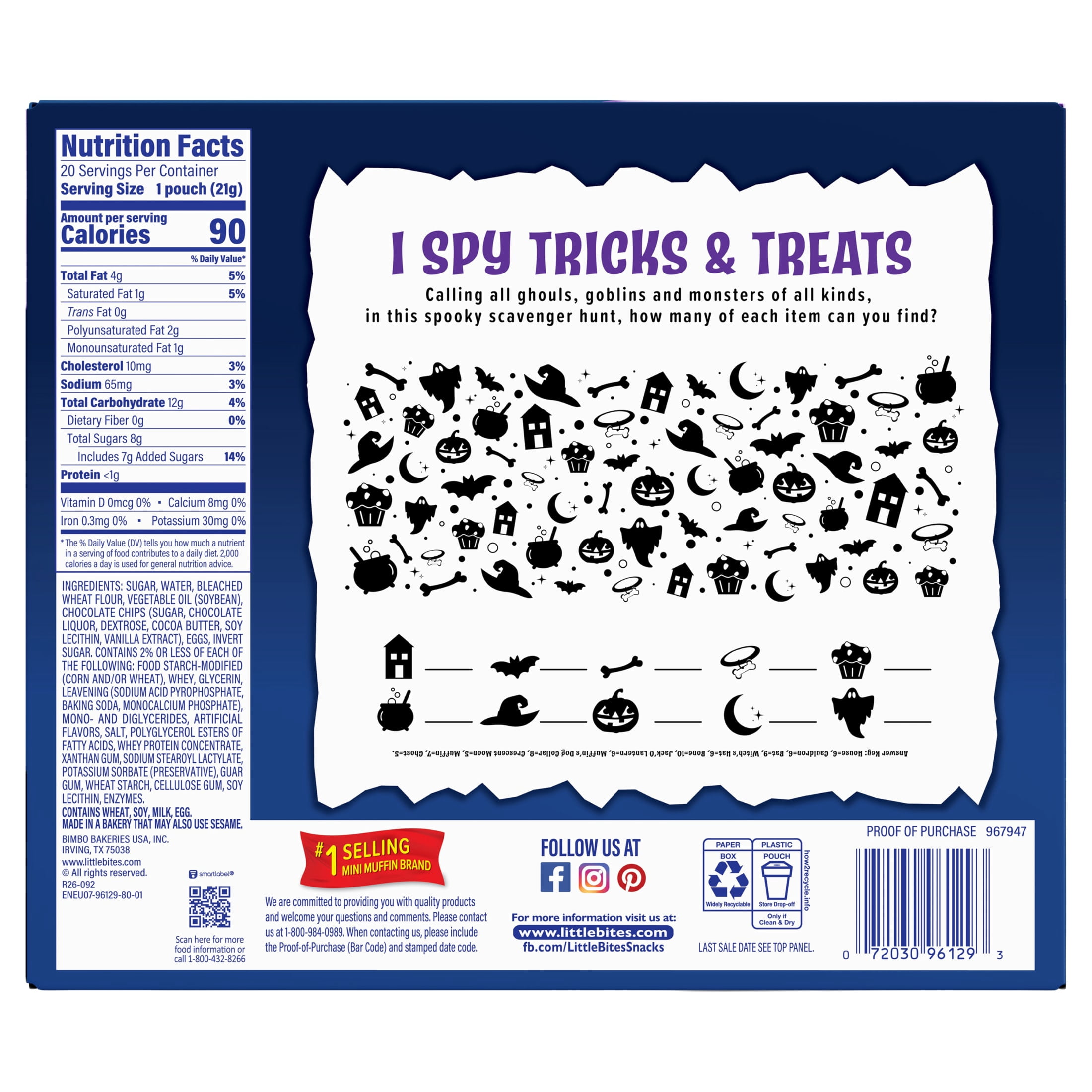 Entenmann's Little Bites Chocolate Chip Halloween Mini Muffins, 20 count, 15 oz