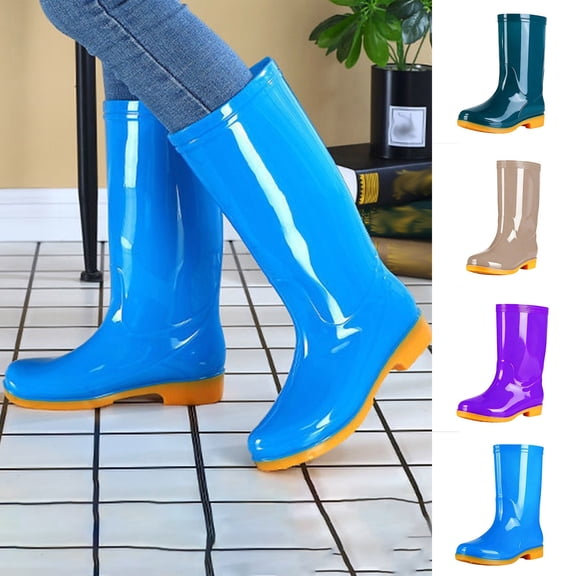 YTCAMLO Glitter Tall Rain Boots for Women Casual Mid Calf Waterproof Slip On Garden Boots Non-slip Outdoor Mud Rain Shoes