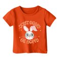 thumbnail image 2 of Easter T Shirts for Toddler Girls Cartoon Bunny Short Sleeve T-Shirt Soft Round Neck Easter Day T-Shirts Toddler To Big Kid 6-7 Years,Orange, 2 of 4