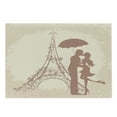 thumbnail image 1 of Umbrella Girl Cutting Board, Couple Kissing with Eiffel Tower on the Background, Decorative Tempered Glass Cutting and Serving Board, in 3 Sizes, by Ambesonne, 1 of 2