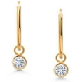 thumbnail image 2 of Gem Stone King 14K Yellow Gold White Moissanite Dangle Drop Endless Hoop Huggie Small Earrings for Women (0.46 Cttw, 20MM Length, Gemstone, Round 4MM), 2 of 4