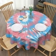 thumbnail image 3 of Colorful Tie Dye Pattern Round Tablecloth 60"x60",Wrinkle Wipeable Table Cloth for Kitchen Dining Room Picnic Patio Party, 3 of 6
