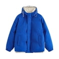 thumbnail image 1 of Pisexur Mens Winter Coat with Hood Long Sleeve Winter Jackets for Men Casual Zipper Button Warming Jacket Color Patchwork Drawstring Outerwear with Pockets, 1 of 8