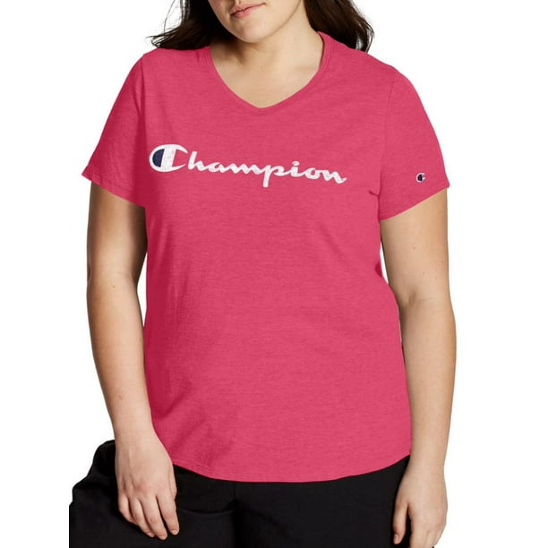 Champion Champion Women's Plus Size Logo Graphic Short Sleeve VNeck TShirt