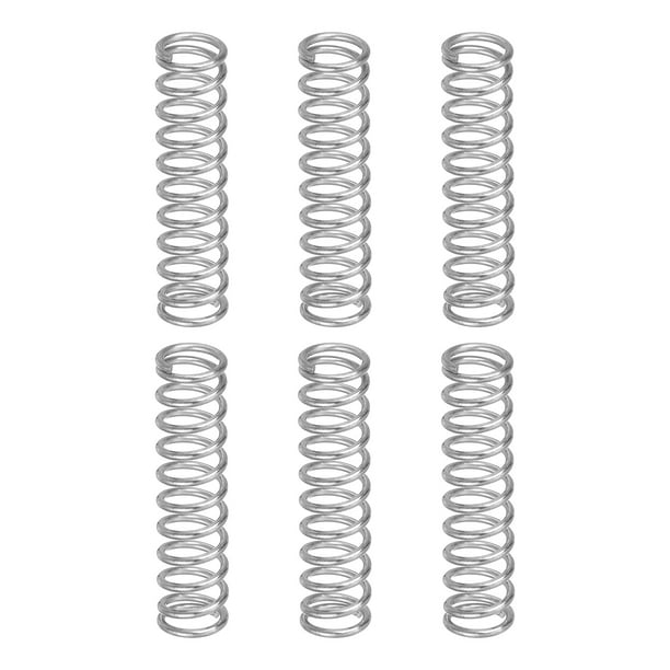 Uxcell 6Pack Resortes de Compresión, Diámetro de Alambre de 1mm x 8mm OD x 40mm Longitud Resortes de Extensión de Acero Inoxidable, Plata