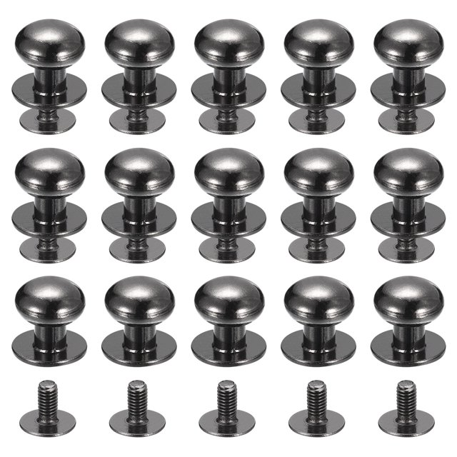 Unique Bargains 10mm Ball Head Stud Rivets Screw Back, 15Pack Round Head Button Nipple Rivet, Metallic Black