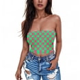 thumbnail image 2 of LNWUY Womens Tube Tops Going Out Summer Y2k Bandeau Trendy Crop Sleeveless Strapless Cute Plaid Printed Corset Green S, 2 of 5