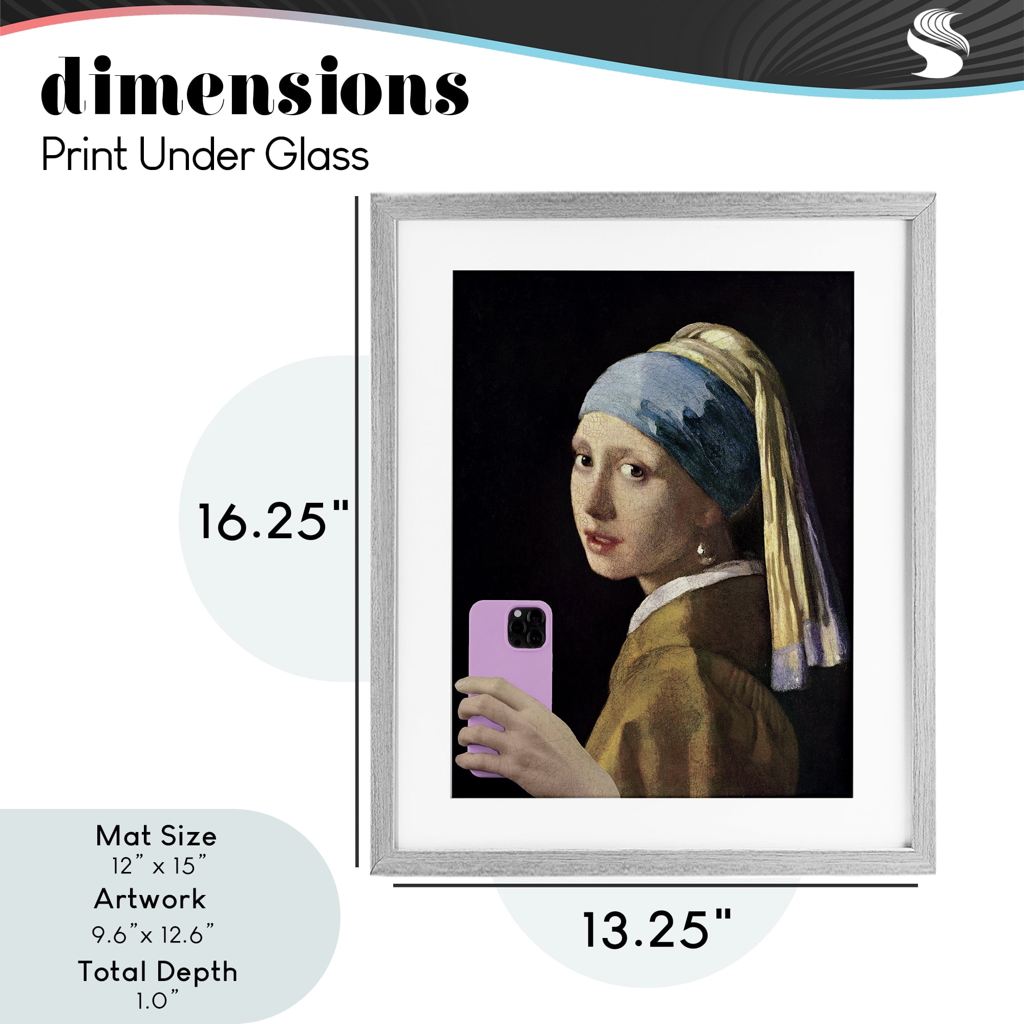 Girl With Pink Phone Funny Gray Framed Print Under Glass, design by Masters Redux
