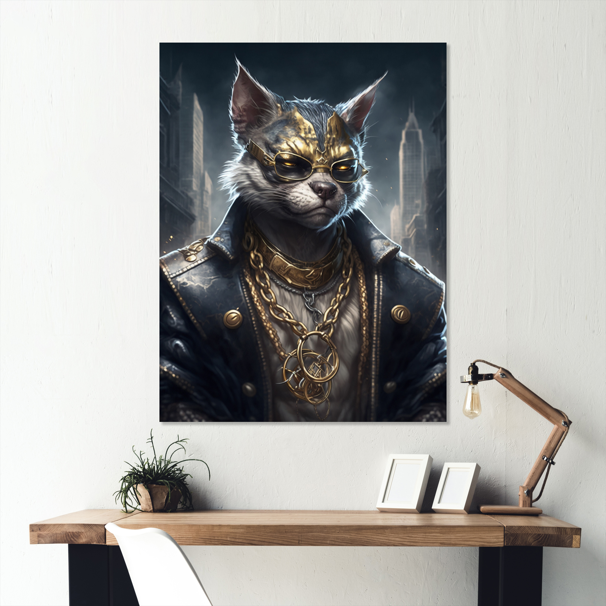 Designart Gangster Tough Cat I Canvas Wall Art