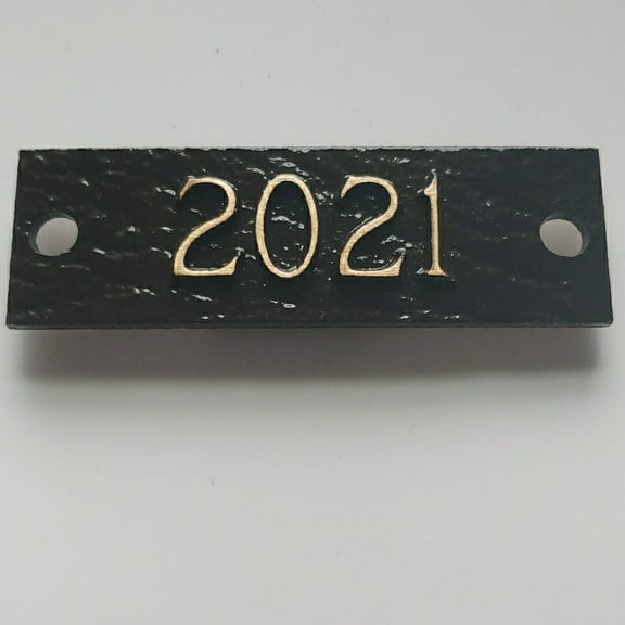 2021 Headstone Monument Date Plate Cast Bronze 1-1/4" x 4" Replacemt Yr Scrolls