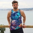 thumbnail image 6 of Lsque Underwater Turtle Dolphin Octopus Pattern Mens Tank Tops Muscle Athletic Quick Dry Sleeveless Workout Fitness T Shirts Beach Tank Top, Loose-fit Sleeveless Shirt for Men-4X-Large, 6 of 7