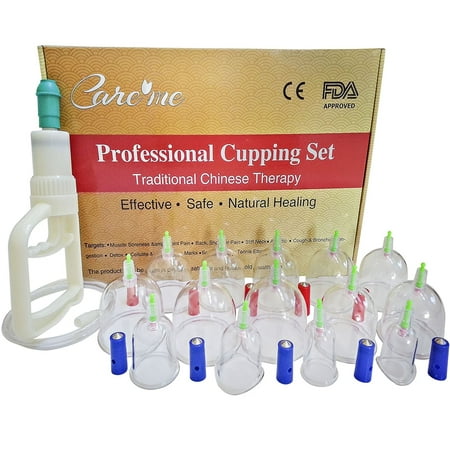 Chinese Acupuncture Cupping Therapy Set (14 cups) - 5-year Guaranteed Life Span -For Muscle & Joint Pain Relief, Shoulder or Back tension, Sports Injury, Body