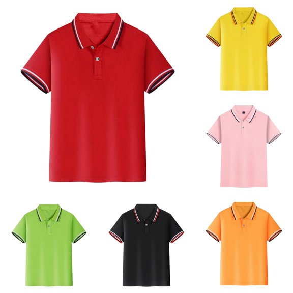 Girls School Uniform Shirts for Boys Tops Solid Color Button Down Lapel Short Sleeved Top for Kids and Versatile Everyday Wear Watermelon Red XL