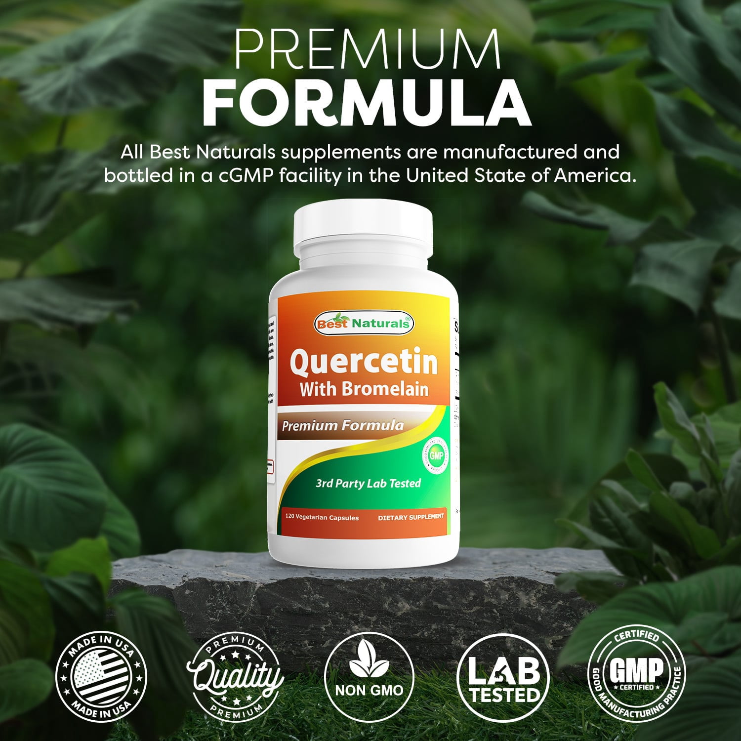 (2 pack) Best Naturals Quercetin with Bromelain 120 Vegetarian Capsules - 800 mg of Quercetin & 165 mg of Bromelain (400 GDU/g) | (Total 120 Vegetarian Capsules)
