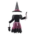 thumbnail image 5 of Girls Light Up Witch Outfits Sets Dress with Hat Wand Kids Halloween Dress Up Outfit For Party Trick or Treat, 5 of 5