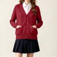 thumbnail image 4 of BXJX Girls Knit Cardigan Sweaters, Button Down School Uniform Cotton Long Sleeve Casual Cardigans with Pockets Wine Size 14-15 T, 4 of 6