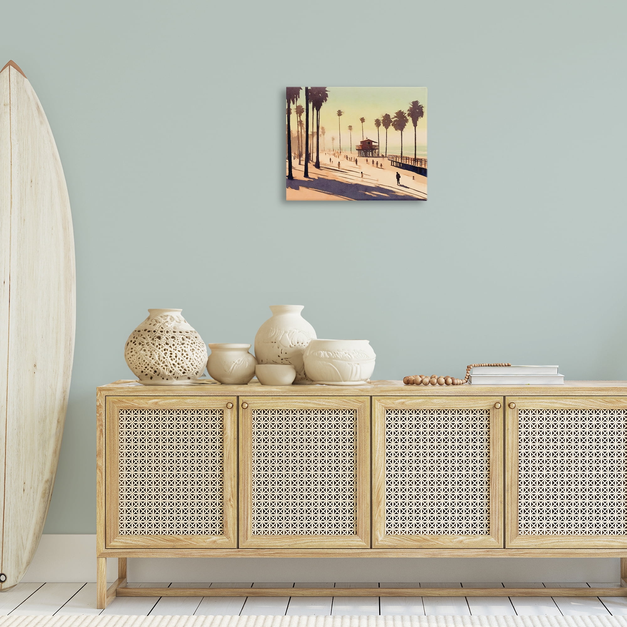Stupell Industries Silhouettes on Beach Landscape & Nature Painting Wrapped Canvas Art Print Wall Art, 20 x 16