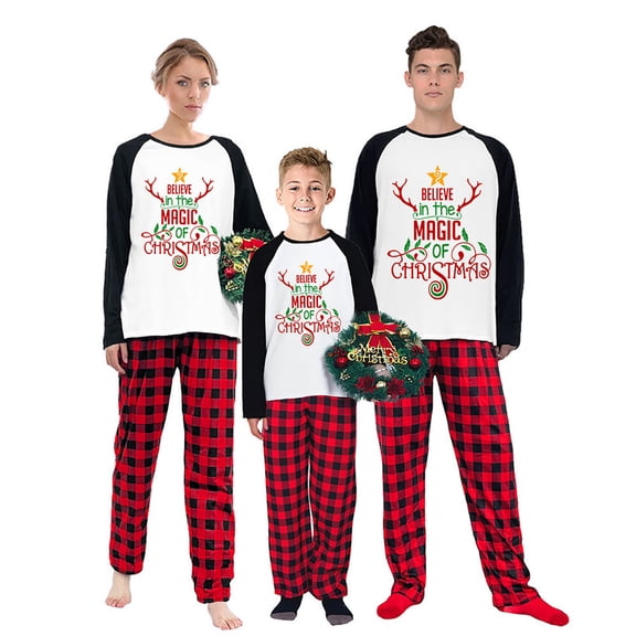 LuLiaMenton Christmas Pajamas, Reindeer Antlers Print, Matching Sleepwear, Plus Sizes, 2-3T-Kid