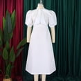 thumbnail image 4 of Dress For Women,Women's Bow Tie Neck Casual Midi Dress Loose Solid Shift Dress, 4 of 8