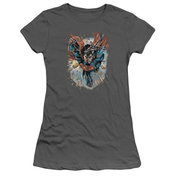 Superman Within My Grasp Junior Women's T-Shirt Sheer Charcoal