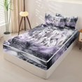 thumbnail image 2 of Manfei Vintage Wildlife Zipper Twin Comforter Sets with Fitted Sheet and 2 Pillowcases,Rustic Wolves Zipper Bedding Set,Gray,Light Gray Reversible,4pcs, 2 of 8