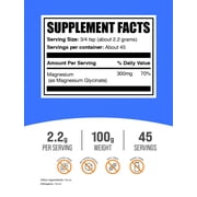BulkSupplements Magnesium Glycinate Powder - Magnesium Supplement, Easily Absorbed, Unflavored, 100g (3.5 oz)