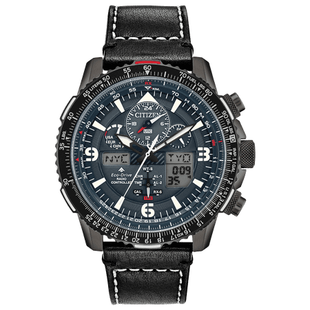 Power Reserve Indicator NWT Citizen Men's Eco-Drive Promaster Skyhawk A-T JY8077-04H Leather Strap with Gray, Power Reserve Indicator Dial Watch ()