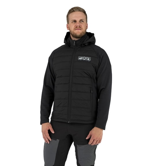 FXR  Black Ops Podium Hybrid Quilted Hoodie Front Zip Warm Fleece Offroad Casual - Large 211112-1010-13