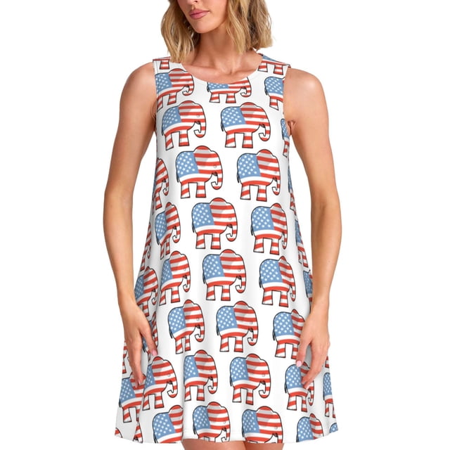 Disketp Elephant para Vestido sin Mangas para Mujeres, Vestidos de Verano para Mujeres, Casual y Holgado para la Playa