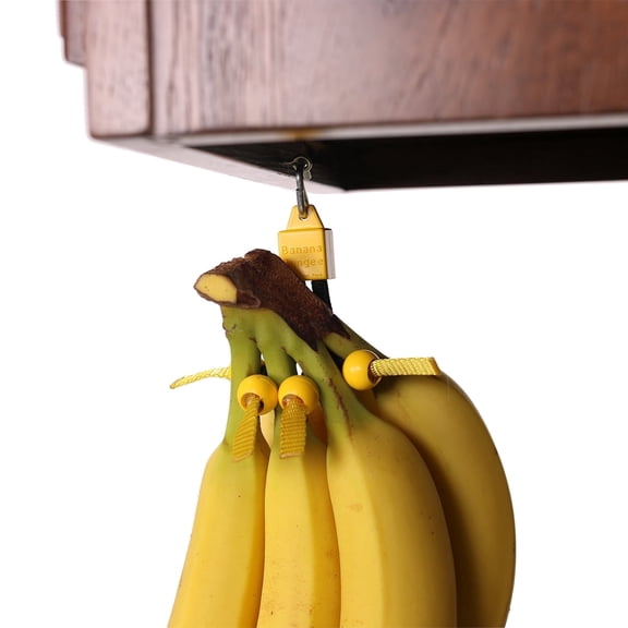 Banana Bungee, Yellow Banana Fruit Under Cabinet Hanger, Hook Alternative Storage Solution, Screw Anchor, Patented, Made in USA