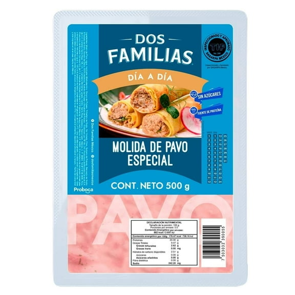 Molida de pavo Dos Familias Día a día congelada especial 500 g congelado