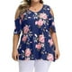 thumbnail image 2 of Camisa de mujer Blusa de manga corta con hombros descubiertos y estampado floral, azul, 5XL Inevent AP002473-25, 2 of 6