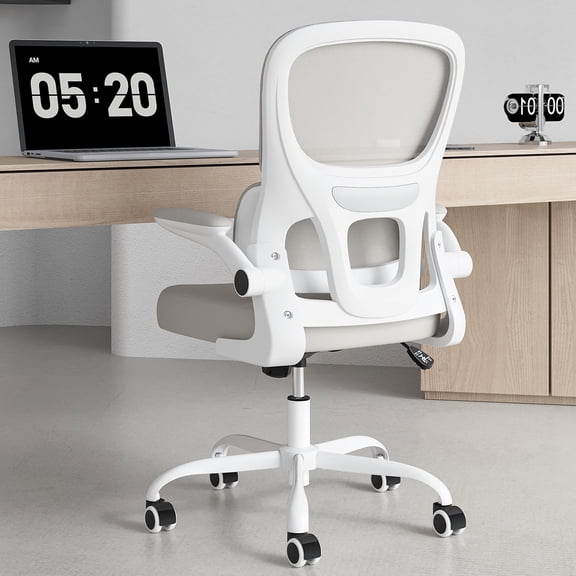 LiviNest Ergonomic Office Chair: Space Saving Flip Armrest Design & Lumbar Support - Modern Mesh Computer Desk Chair for Small Apartments & Home Office Use