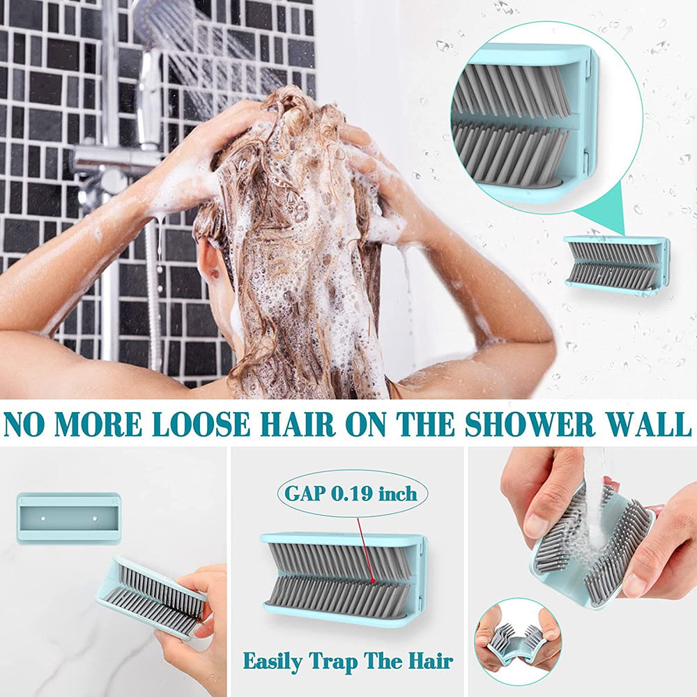 Shower Hair Catcher Wall,hair Trap For Shower Drain,reusable Hair Collector  Shower Hair Drain Catcher Bathroom Gadgets(grey)