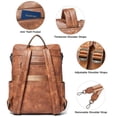 thumbnail image 6 of Shrrie Vegan Leather Laptop Backpack for Women 15.6 inch Work Backpack Fashion Travel Backpack Purse for Travel College Work, 6 of 7
