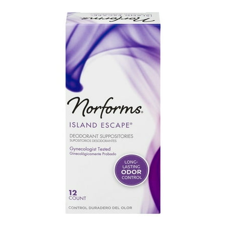 Norforms Feminine Deodorant Suppositories, Island Escape, 12